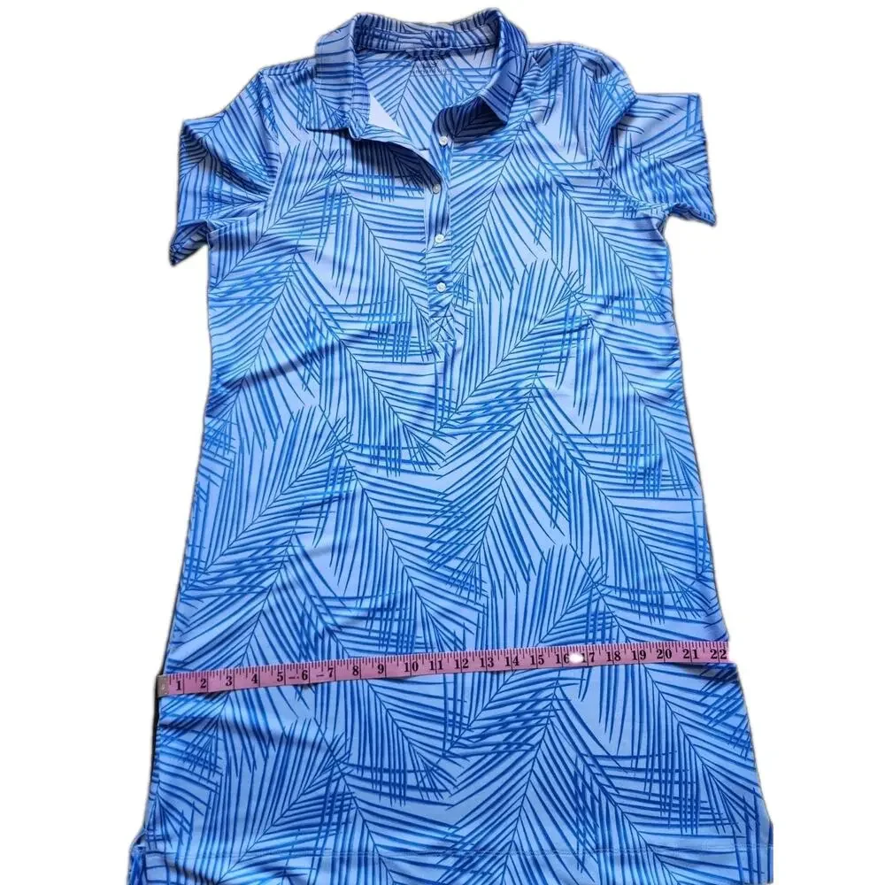 Vineyard Vines Polo Dress Womens L Blue Palm Print 3/4 Sleeve Stretch Shift - Picture 9 of 10